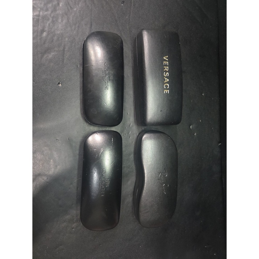 Lot Of 4 Hard Glasses‎ Cases Clamshell Sunglasses Designer Versace Coach Ray Ban